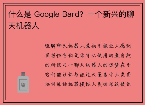 什么是 Google Bard？一个新兴的聊天机器人 