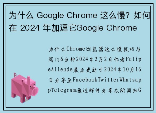 为什么 Google Chrome 这么慢？如何在 2024 年加速它Google Chrome